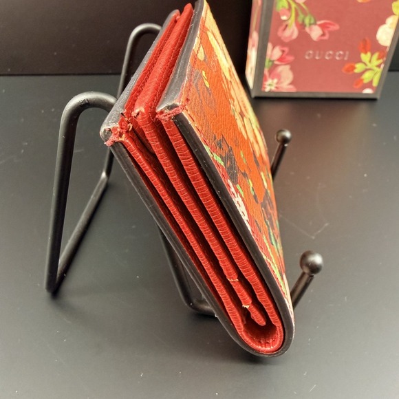 Gucci Blooms Compact Bifold Wallet Red Floral 410120 Authentic w/ Box & COA - Picture 7 of 14